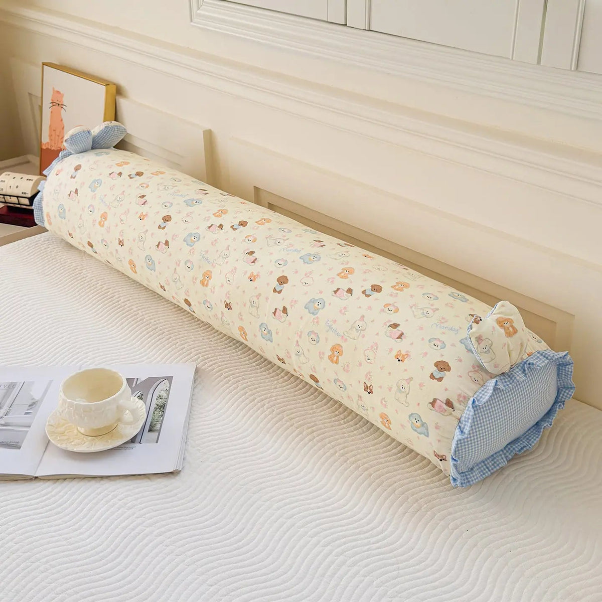 Velmesta Cotton Gauze Bunny Ear Long Body Pillow view 6