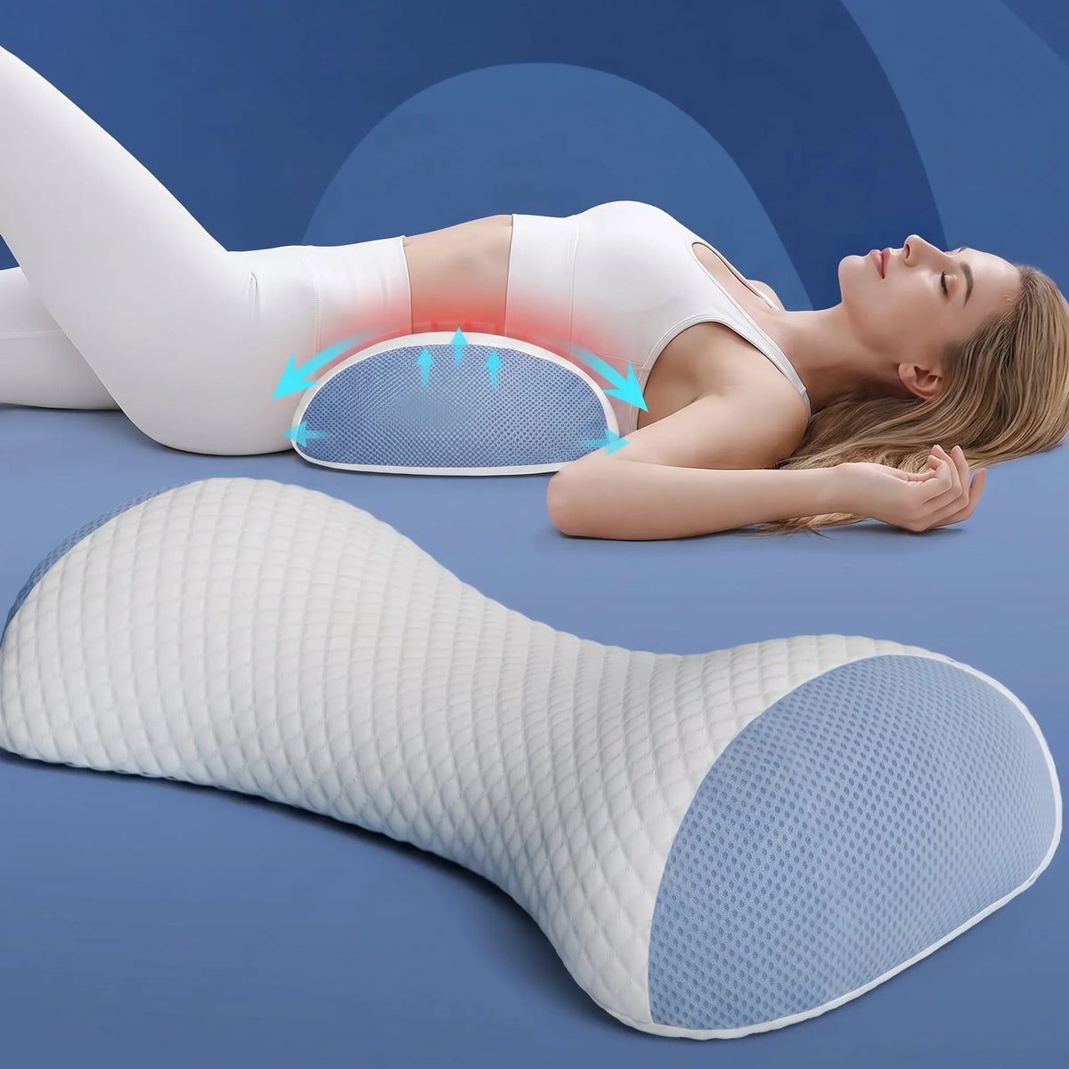 Velmesta Curved Lumbar Pillow for desks, sofas, and beds