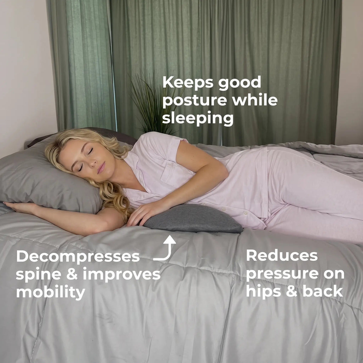 Velmesta Curved Lumbar Pillow for desks, sofas, and beds