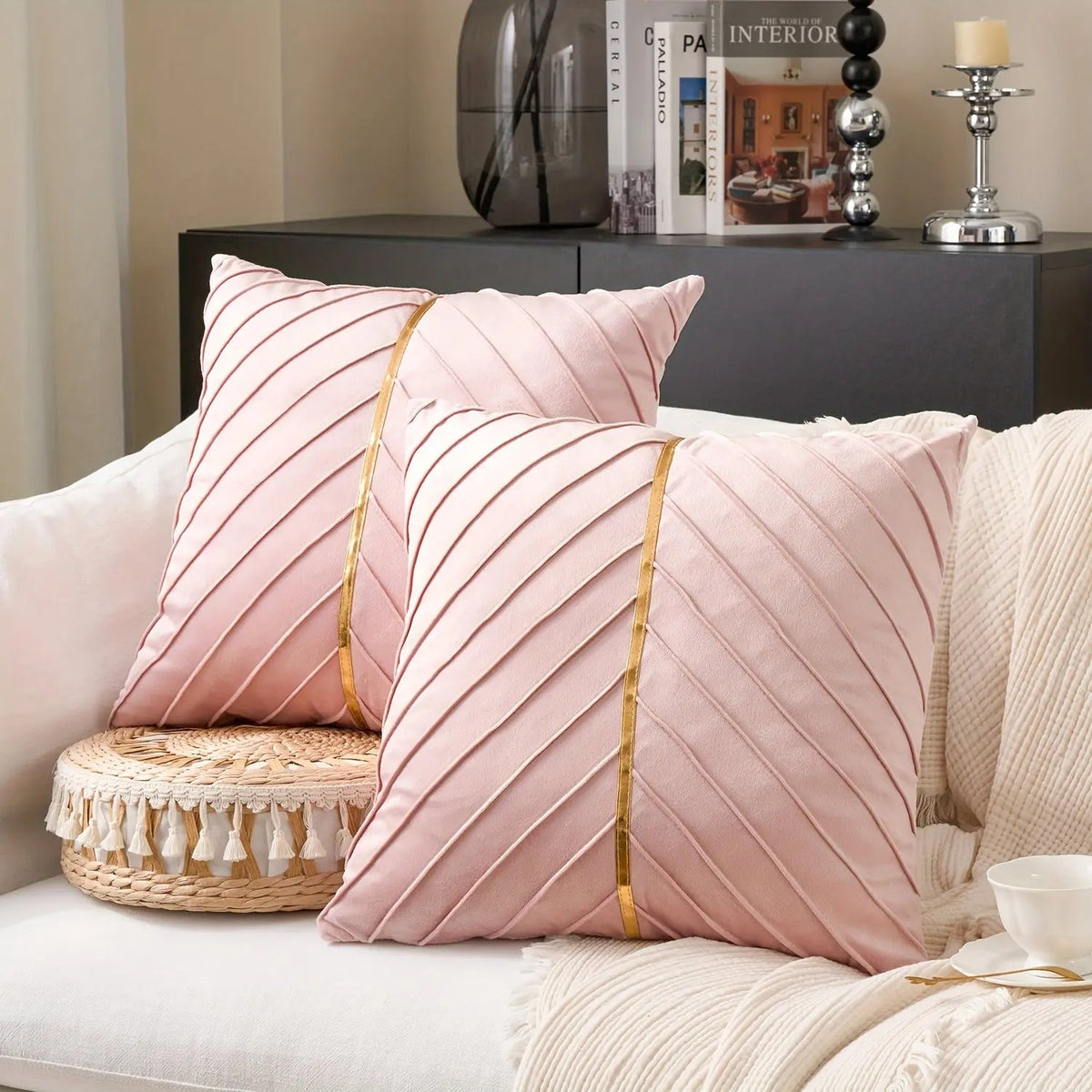 Velmesta Polished Geometric Velvet Pillow Cover