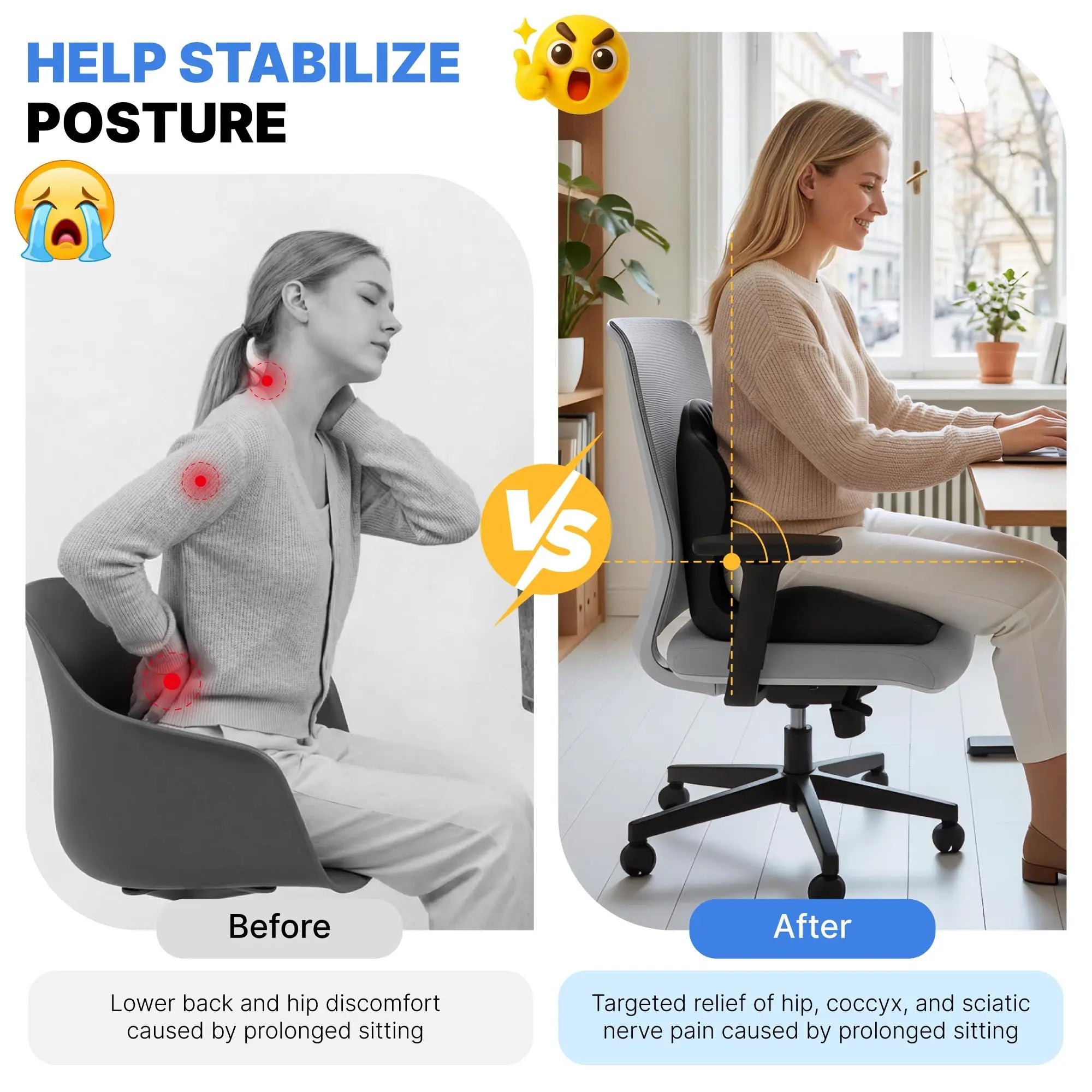 Velmesta Ergonomic Memory Foam Seat Cushion