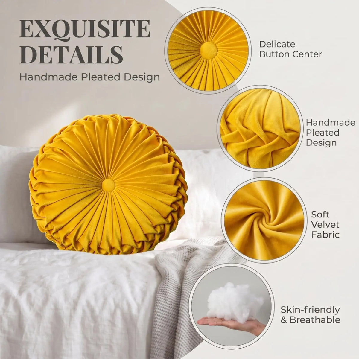 Velmesta Sculptural Pleated Pumpkin Throw Pillow