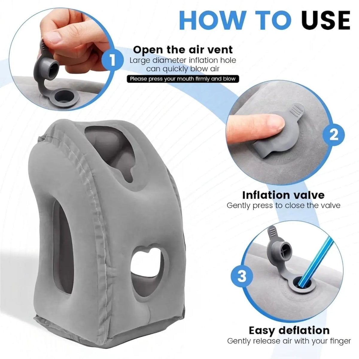 How to inflate and deflate the Velmesta Inflatable Travel Headrest