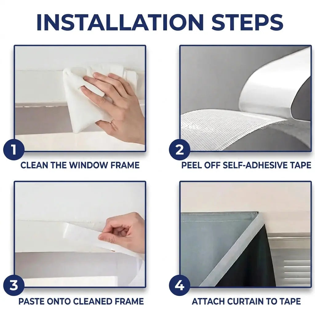Velmesta Self-Adhesive Blackout Sunshade Curtain