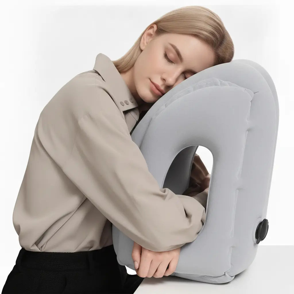Hugging the Velmesta Inflatable Travel Headrest