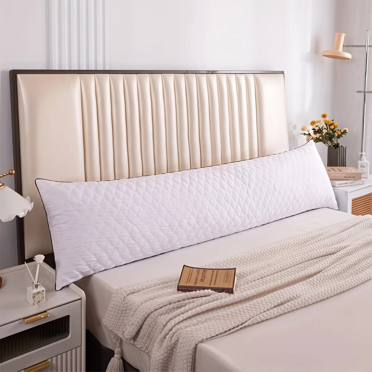 Velmesta Quilted Body Pillow with Adjustable Fiber Fill