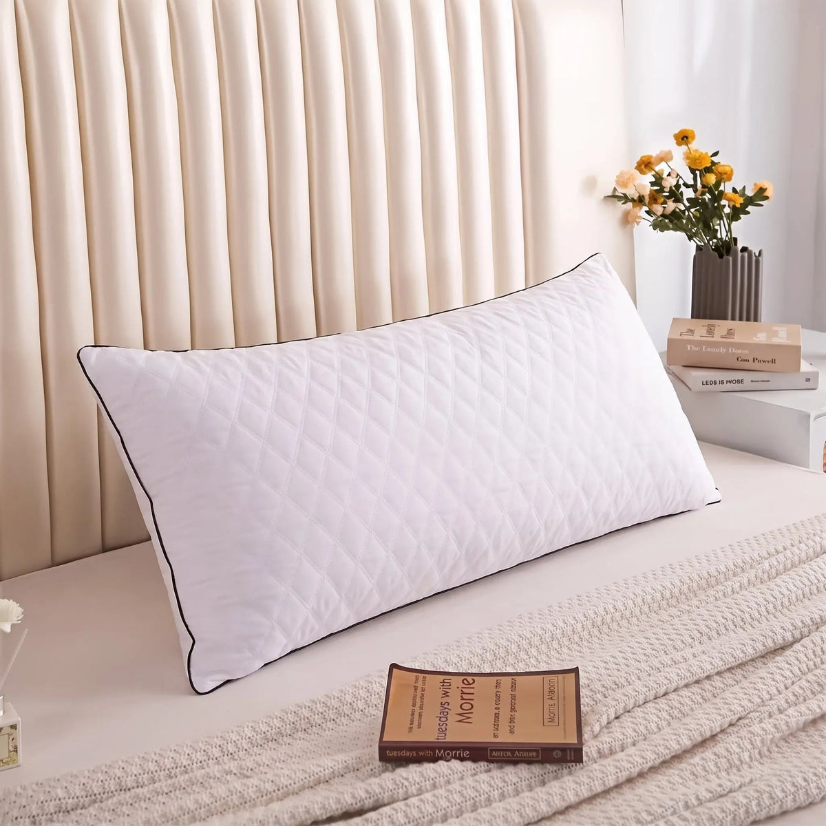 Velmesta Quilted Body Pillow with Adjustable Fiber Fill