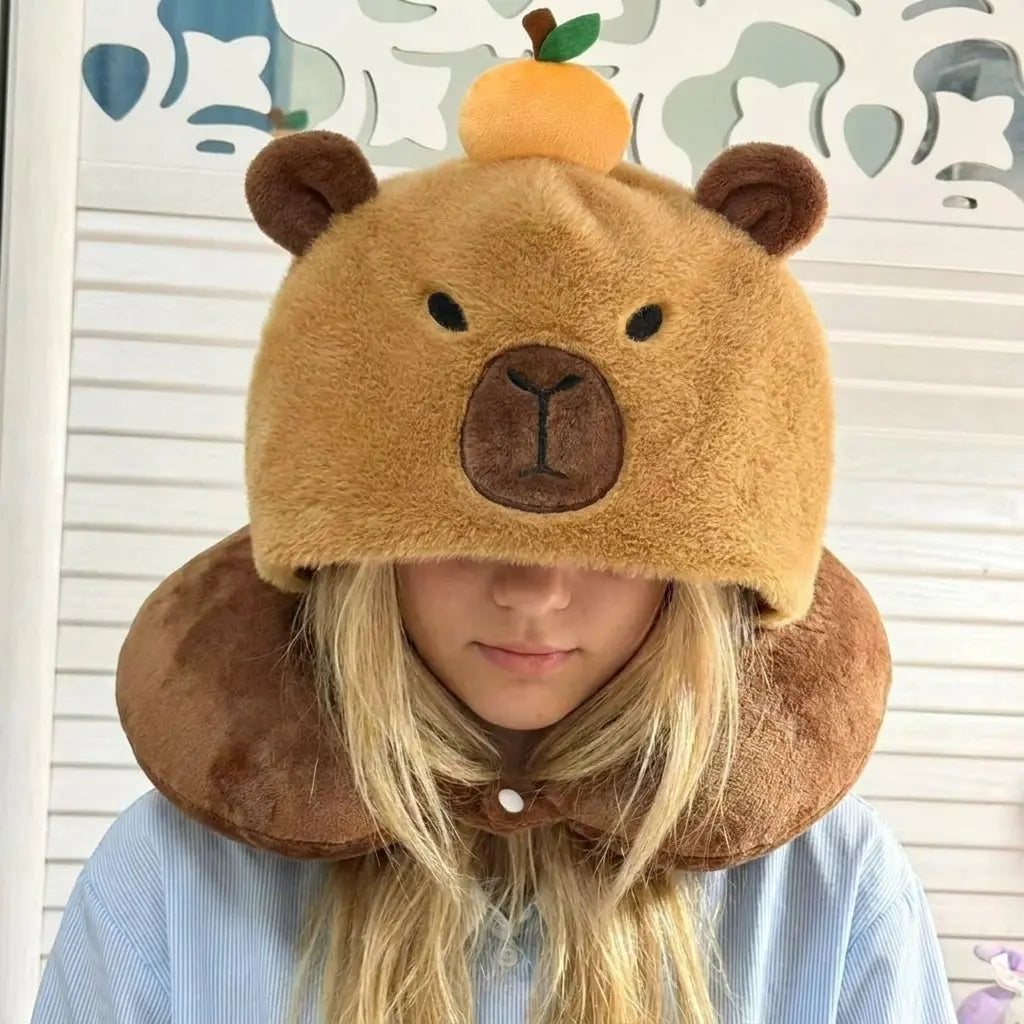 Velmesta Hooded Capybara Travel Pillow