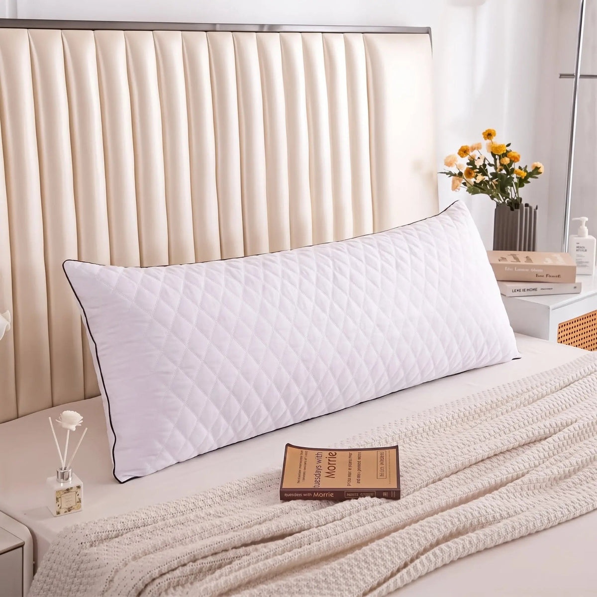 Velmesta Quilted Body Pillow with Adjustable Fiber Fill
