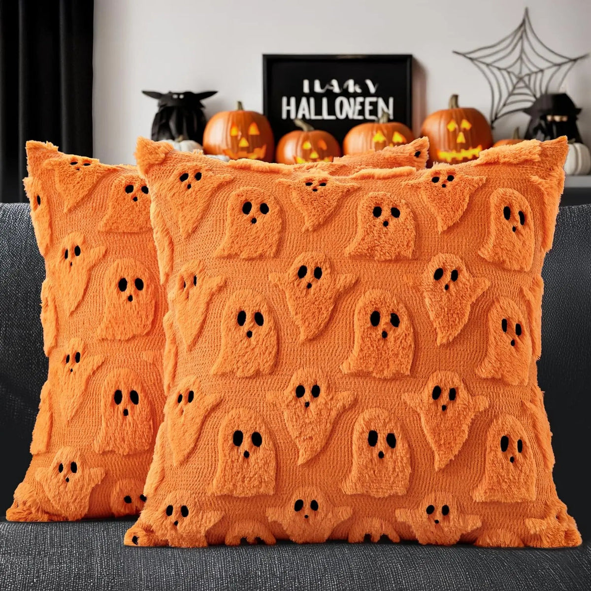Velmesta Embroidered Ghost Cushion Covers (2 Pcs)