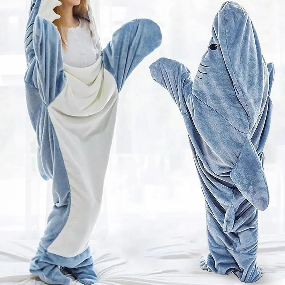 Velmesta Cartoon Shark Hoodie Blanket