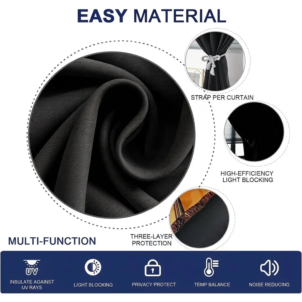 Velmesta Self-Adhesive Blackout Sunshade Curtain